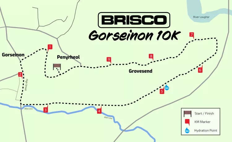 BRISCO Gorseinon 10K route map